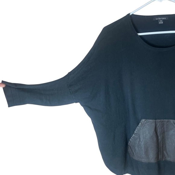 La Fee Verte Anthropologie Cashmere Blend Sweater Leather Pouch Boxy Flowy Top M - Picture 3 of 11